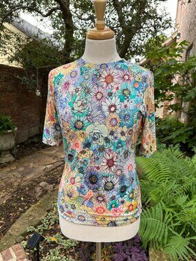 Johnny Was The Janie Favorite Floral Stretch T Shirt Sz SM